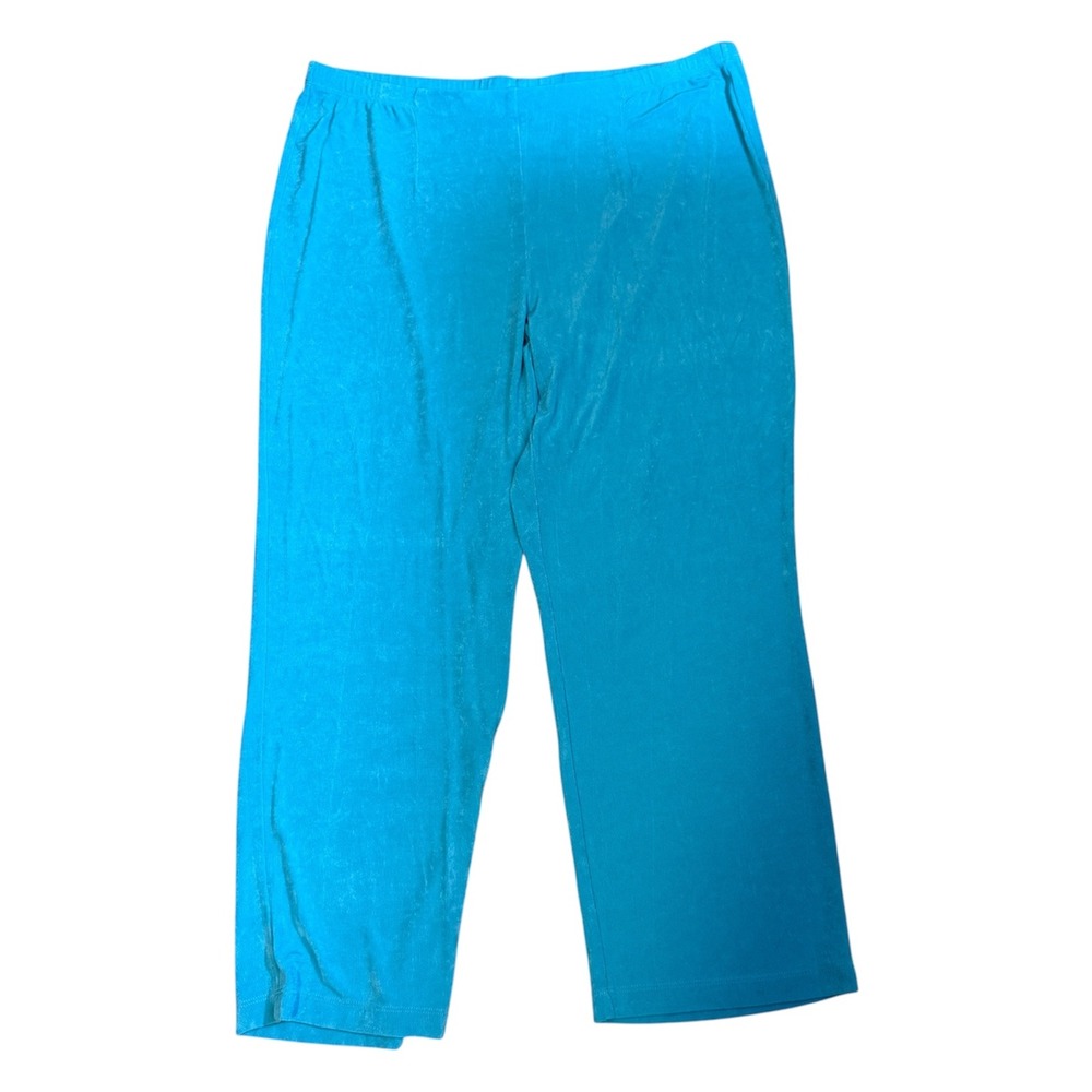 Chico's Travelers Slinky Knit Pants Womens XLP Blue Straight Leg Elastic Waist